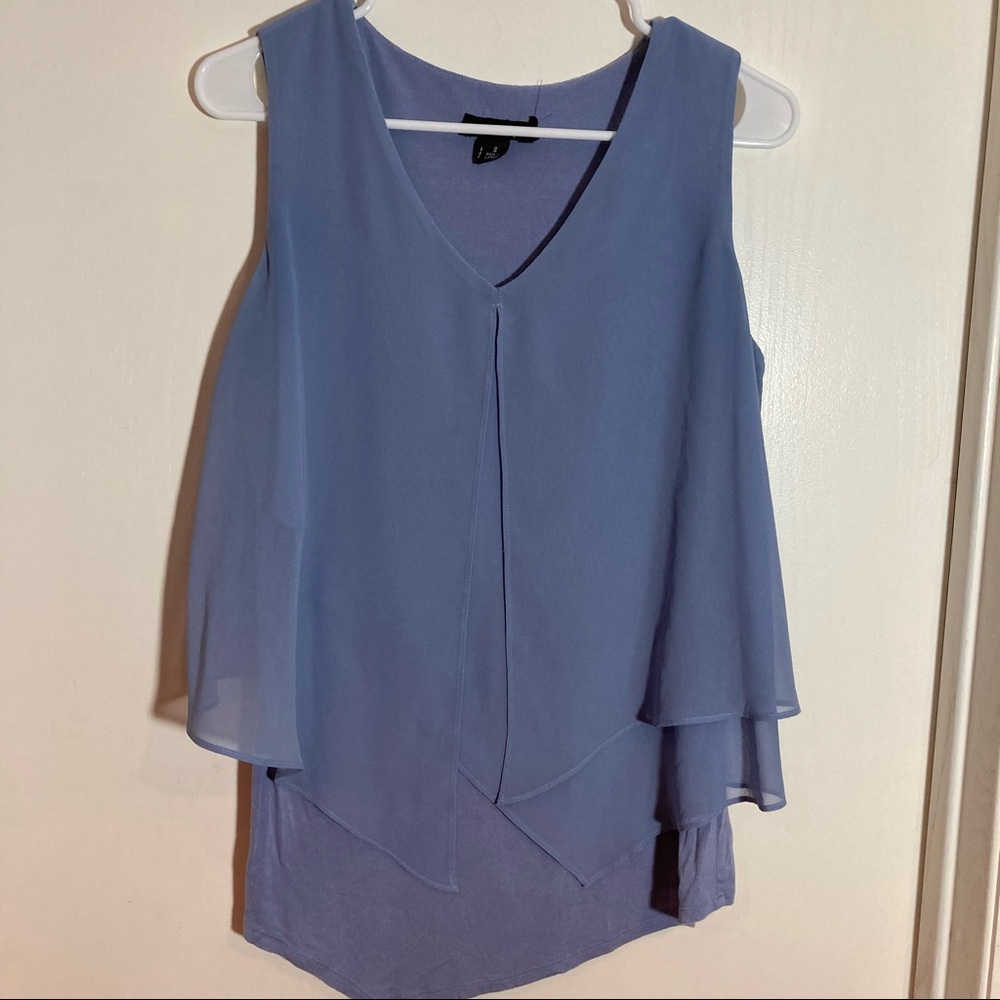 ALYX Sleeveless Blouse Top Blue Layered V‎ Neck Casual Elegant